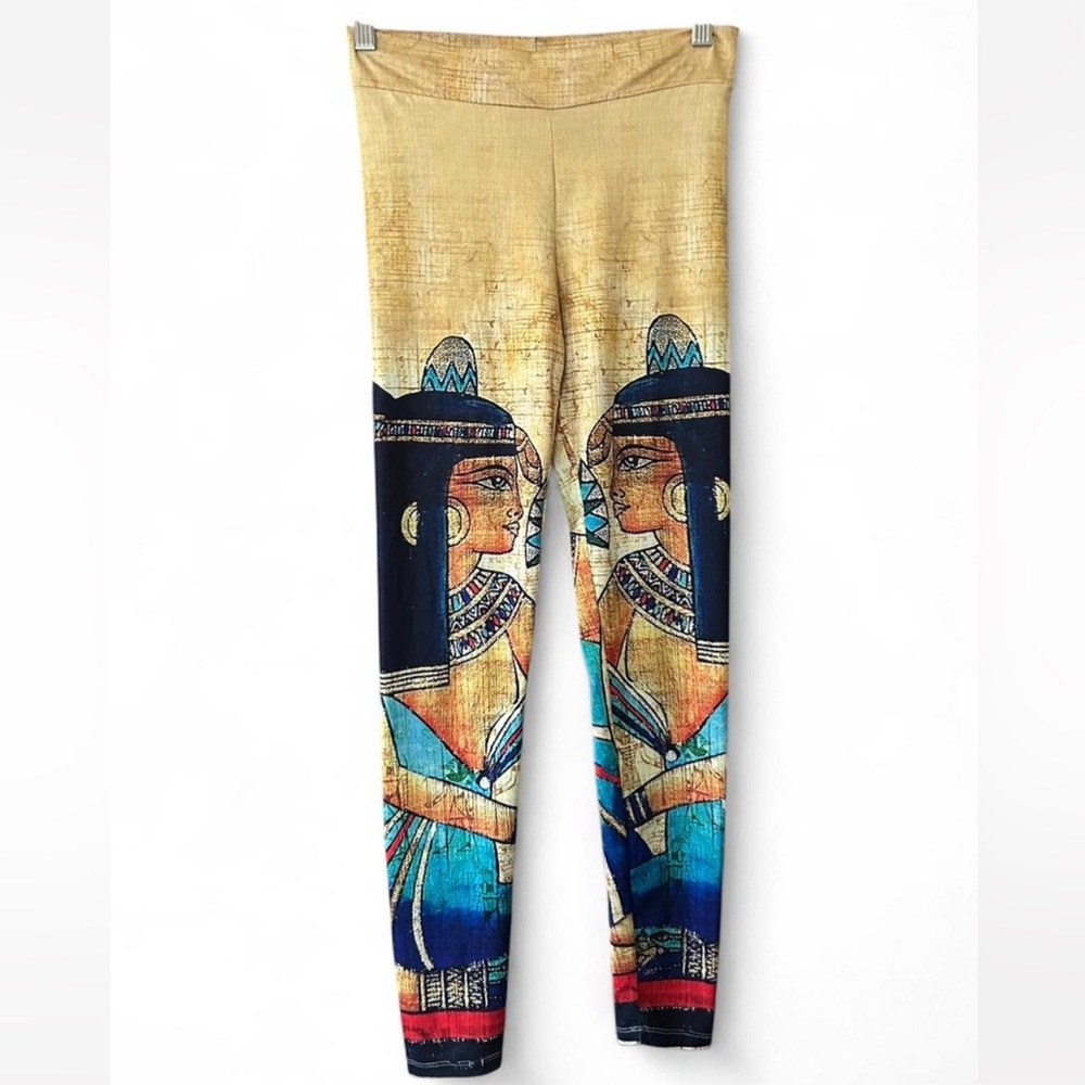Women's Egyptian Art Print Leggings - Multicolor